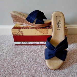 NWT Women's Size 8.5W Wedge Sandals/Dress Shoes | Navy